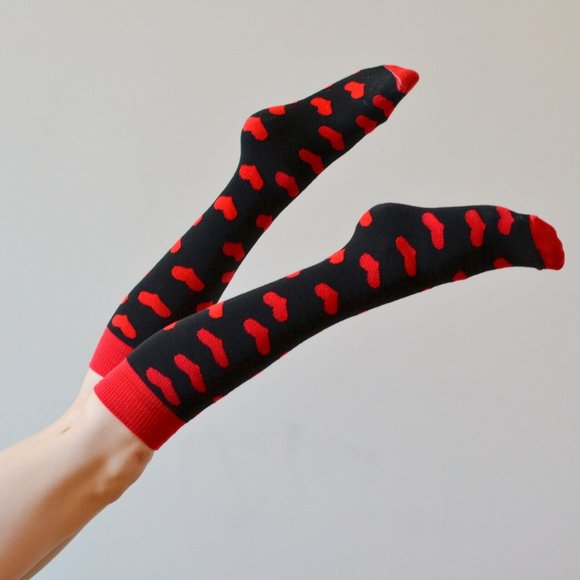 Chrissy's Socks Accessories - Black/Red Heart Socks